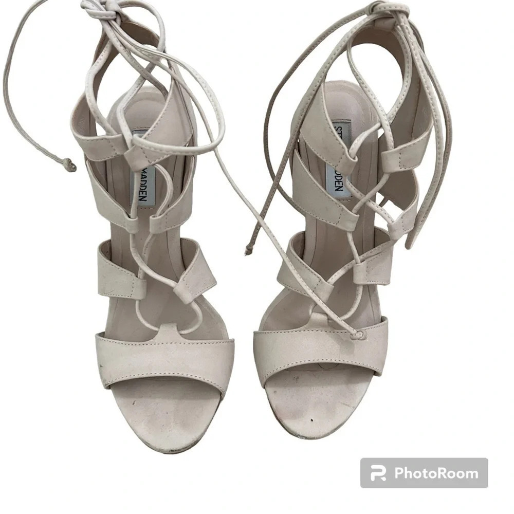 Steve Madden Sandalia Lace Up Leather Heels Blush/Cream Size 7.5